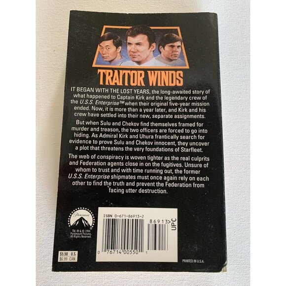Star Trek Traitor Winds By L.A. Graf Pocket Books Softcover Novel Vintage 1994 - Picture 2 of 2